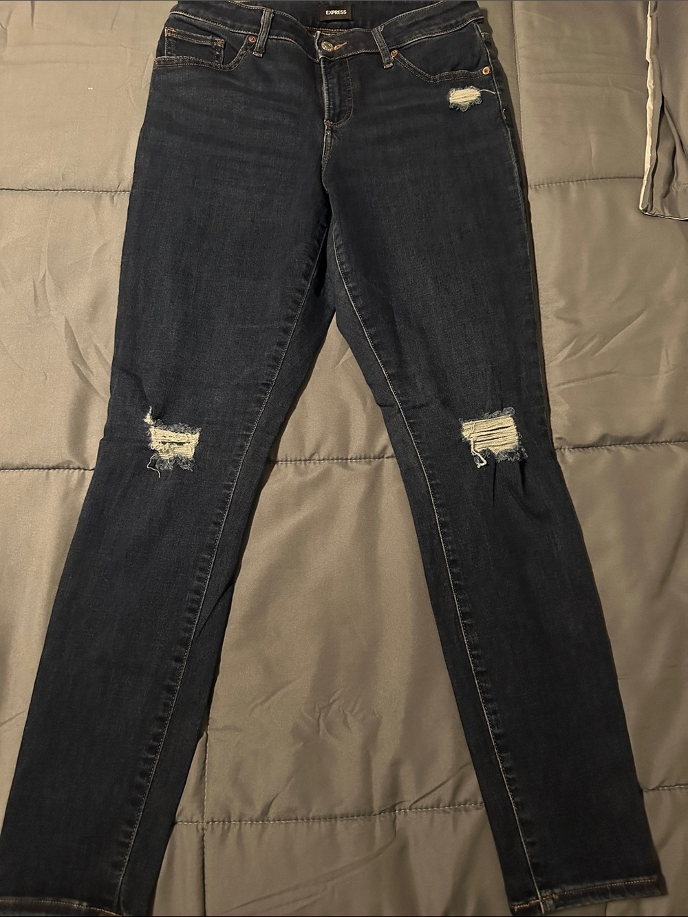 Express Dark Blue Ripped Skinny Jeans Curvy Skinny 8L